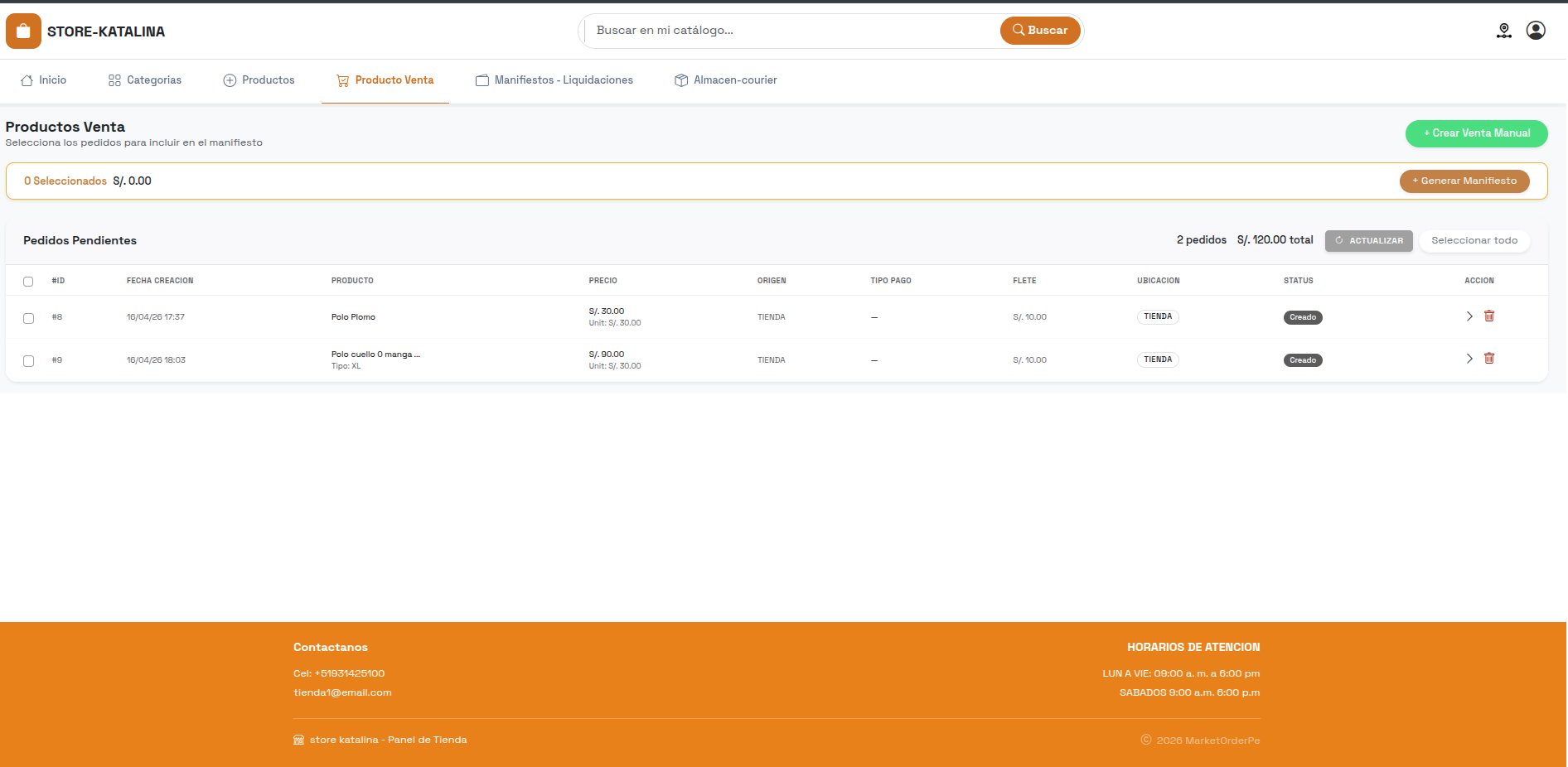 Gestion de productos para tienda online en Lima